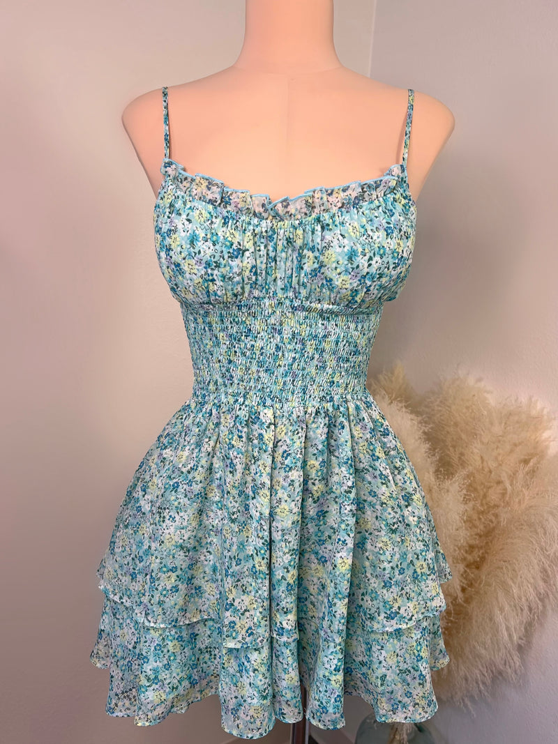 Sabrina Mini Dress (Green Floral)