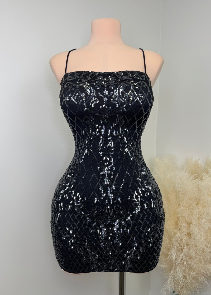 Amina Sequin Dress (BLACK)