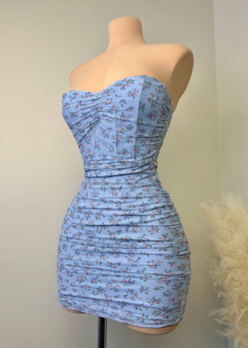 Poppy Mini Dress (BLUE FLORAL)