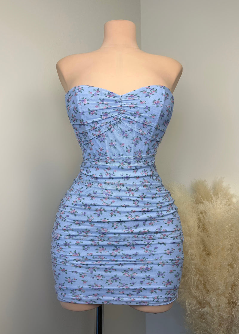 Poppy Mini Dress (BLUE FLORAL)