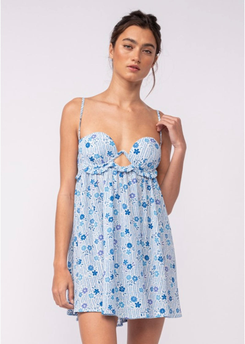 Mabel Mini Dress (BLUE FLORAL) – Vanilla Bella Boutique