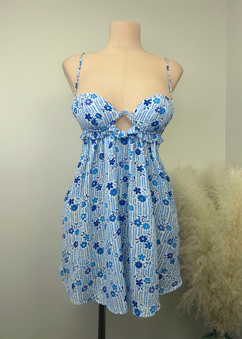 Mabel Mini Dress (BLUE FLORAL)