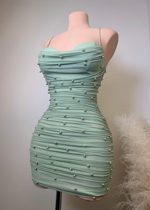 Pearl Mini Dress (SAGE)