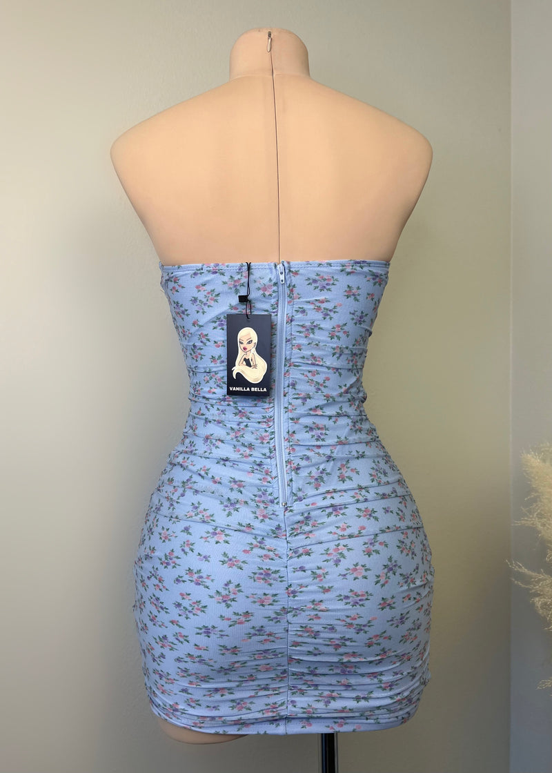 Poppy Mini Dress (BLUE FLORAL)