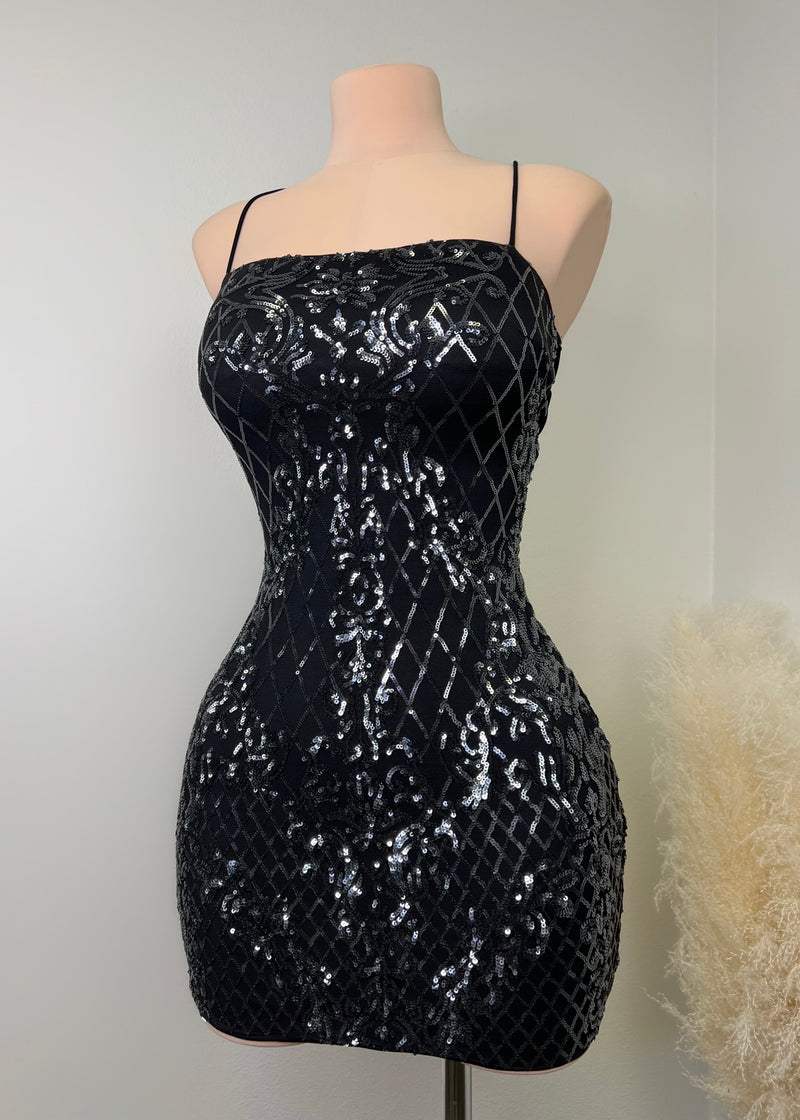 Amina Sequin Dress (BLACK)